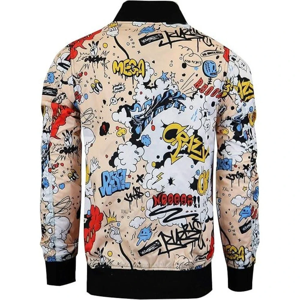 SCREENSHOT CLOTHING‎ Multi Graphic Print Bomber Jacket Men's 2XL S51050